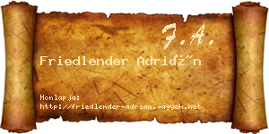 Friedlender Adrián névjegykártya